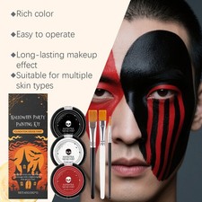 Unisex Halloween Clown Skull Cosplay Face Body Paint Set Raves Themed Party