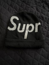 Supreme Black Beanie with Big Logo