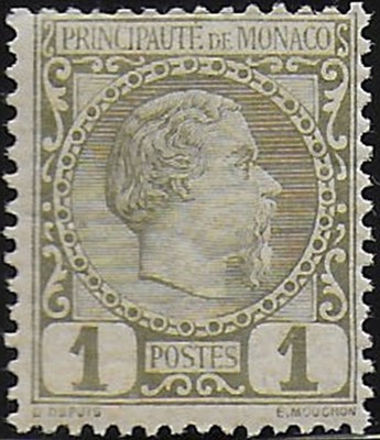 1885 Monaco Karl III. 1c. olive 1v. MNH Unified Nr. 1