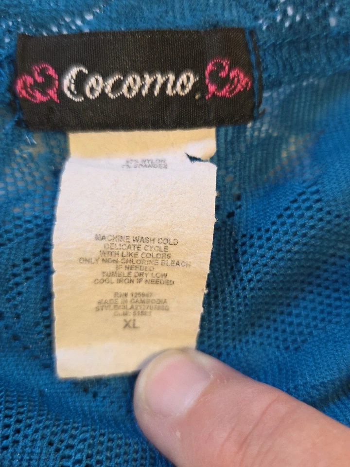 Cocomo Mujer Floral Encaje Transparente Manga Larga Y2K Hada Romántico Azul XL Claro Foto 4 de 4