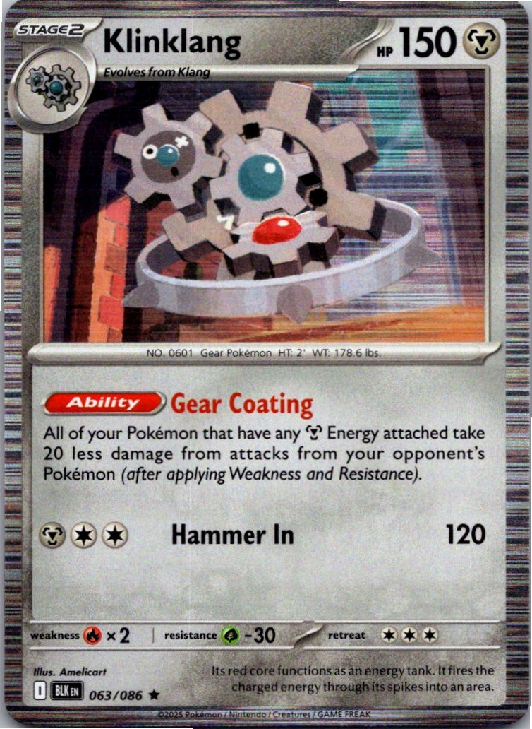 Klinklang 063/086 Holo Rare Black Bolt Pokemon Near Mint