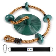 Climbing Rope with Platforms and Disc Swing Seat Set Green