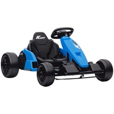 24V Electric Go Kart with Dual 150W Motors, Adjustable Seat, Slow Start, Blue