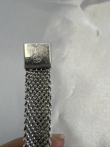 Italian .925 Silver Women’s Marquette Cut Bracelet W/ Multifaceted Like Diamond - Picture 7 of 7