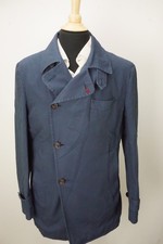 Isaia Napoli Solid Blue Cotton Overcoat Sz 40R BRAND NEW