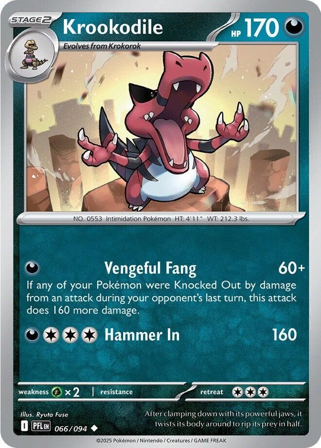 Krookodile PFL 066/094 Pokémon ME02: Phantasmal Flames Uncommon Reverse Holof...