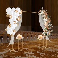 Gold Wedding Backdrop Stand Set with Balloon and Flower Displays