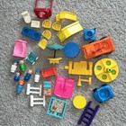 Vintage Lot Fisher Price Little People Furniture Doll House Toilet Beds School