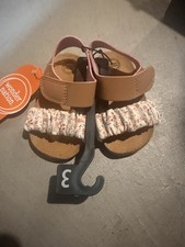 Wonder Nation Girls Floral And Brown Sandals Toddler 3
