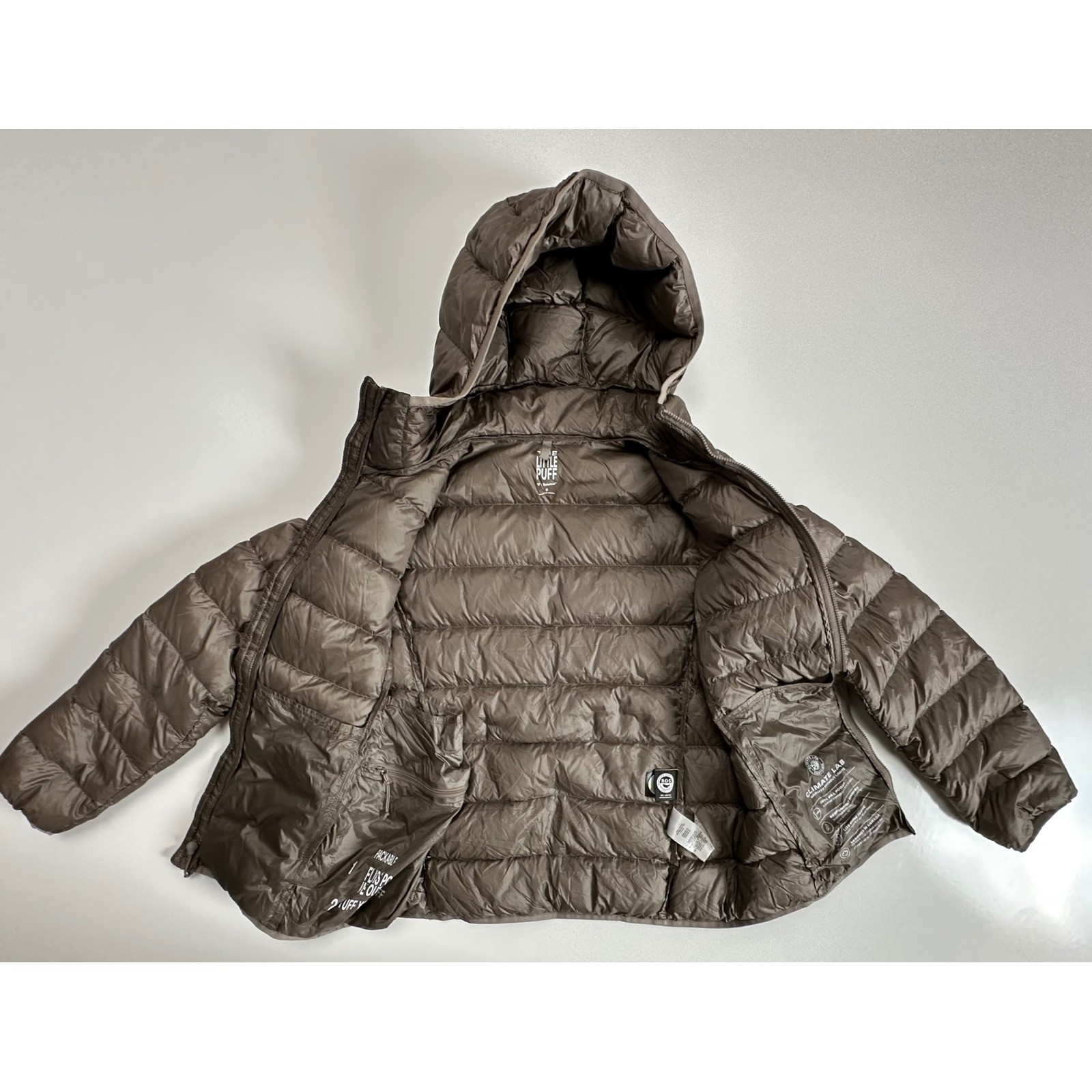 Aritzia Tna The Little Puff Hooded Down Jacket Packable Taupe Brown Women's S image 2