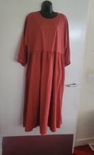 Rust Orange Smock Summer Dress Size 24–26  Plus Size Boho Long Sleeves VGC