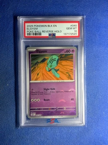 Elgyem (Poke Ball Pattern) 040/086 Common Holo NM Pokemon SV: Black Bolt Psa 10