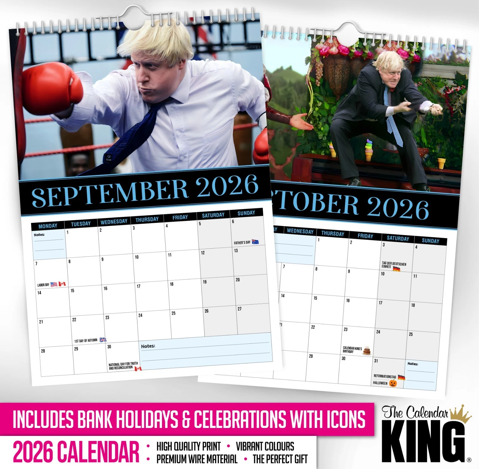 Boris Johnson – 2026 Wall Calendar - Funny - Quirky - Christmas - Birthday