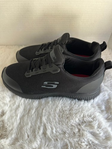 Skechers Work Shoes Womens Size 8.5 Black Slip Resistant Relaxed Fit Sneakers - Picture 3 of 8