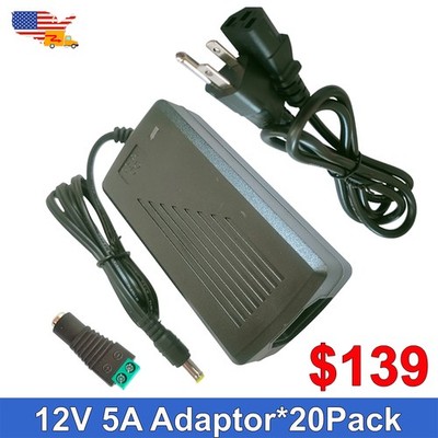 AC DC Adapter 12V 5A 60W Transformer 10~50Pack Switch Power Supply For PC & CCTV