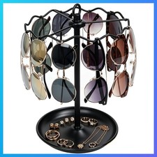360  Rotating Sunglasses Organizer, Glasses Holder Stand with Tray