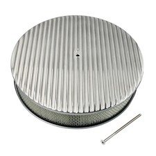 For Chevy Ford 14 X 3 Polished Aluminum Full Finned Round Air Cleaner Assembly