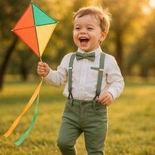 Festlicher Jungen Anzug 4-teilig, Taufanzug Hemd Hose Fliege Hosenträger 110–128