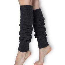 Lambswool Winter Leg Warmer Natural Wool Footless Long Socks One Size, Smoky...