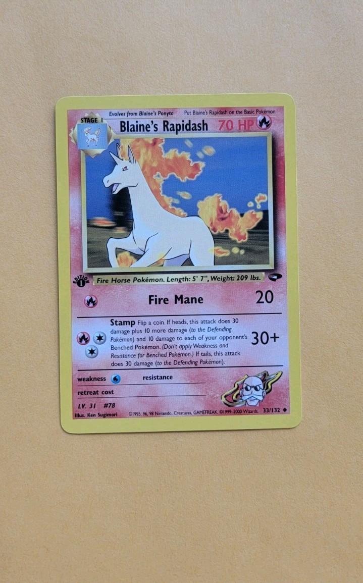 Pokemon Blaine's Rapidash - WOTC Gym Challenge Uncommon 33/132 1st edition