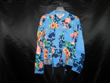 Chico's Size 2 L NWT Blue Pink Floral Crescent City Bloom Jacket Linen Snap