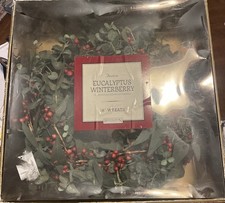 GREAT 18" Restoration Hardware Eucalyptus Winterberry Wreath Christmas T