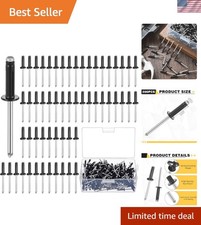 200 Pcs of Versatile 3/16" X 1/2" Black Aluminum Trifold Rivets - Easy Install