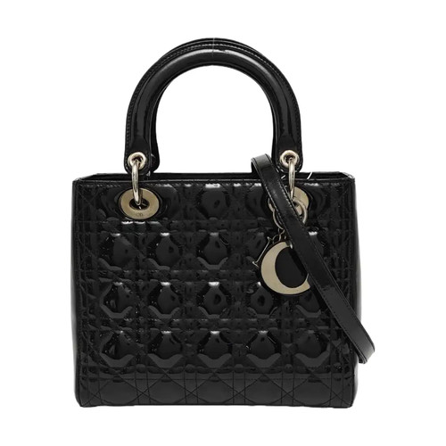 DIOR Lady Dior Handbags Patent leather Black Free Shipping | Duties Paid