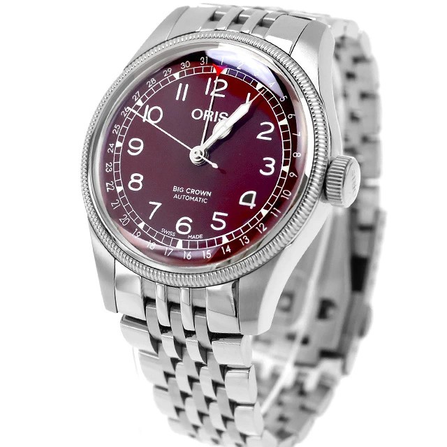 ORIS WATCH BIG CROWN POINTER DATE WINE RED DIAL 754 7741 4068 AUTOMATIC SS MEN'S