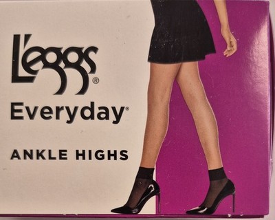 Off Black Leggs Everyday Ankle High 100% Nylon Sheer Toe  10 Pair Pack One Size