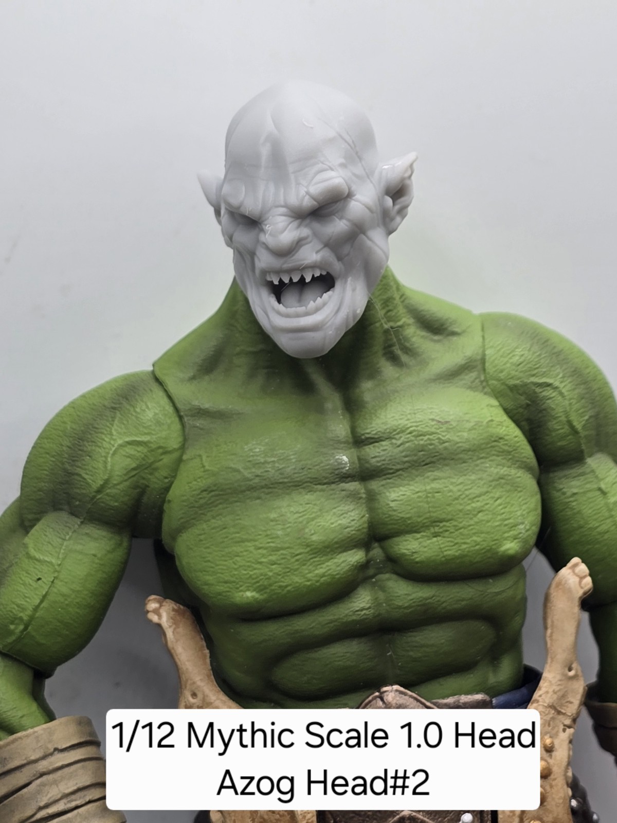 3d Printed ORC AZOG HEAD#2. 1.0 Headsculpt For Mythic Legions 1/12 figure 