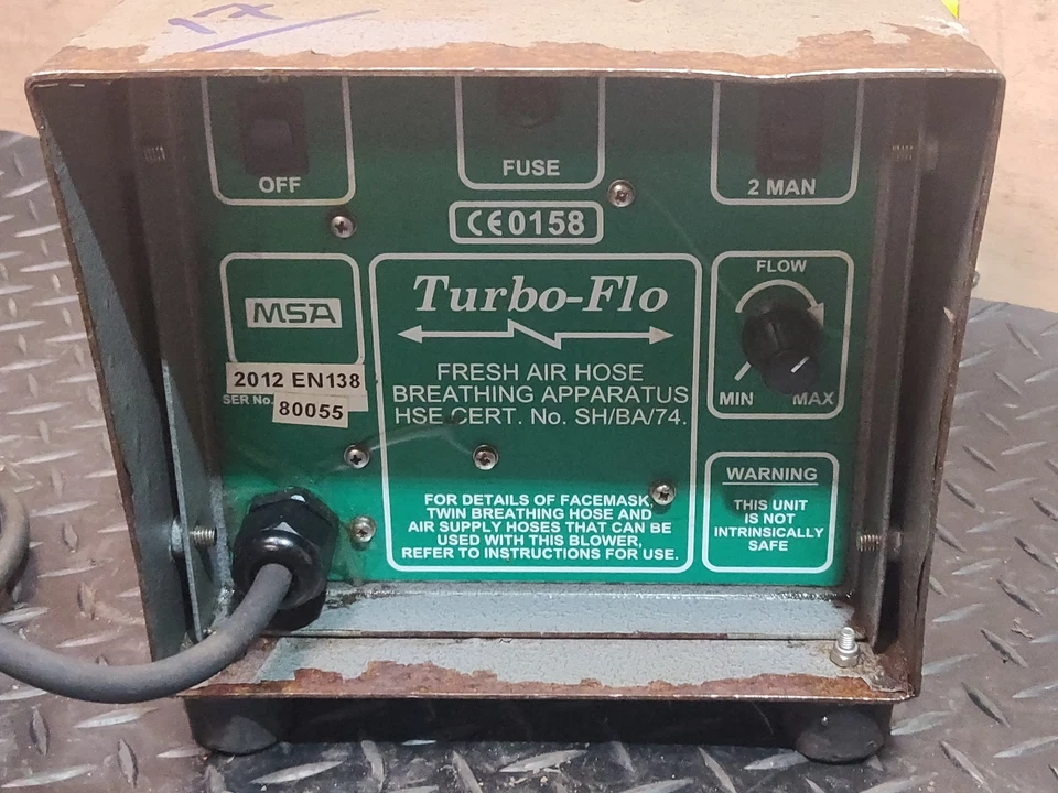 MSA TURBO FLO Air Blower Pump Breathing Apparatus Mask BA Gas Wask Fan - VAT INC - Image 3 of 4