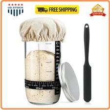 24oz Sourdough Starter Jar Kit with Feeding Band Thermometer and Scraper Tool