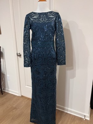 tadashi shoji evening dress Tadashi Shoji Women's Floral Print Ruffle Off the Shoulder Gown - Blue main image 1