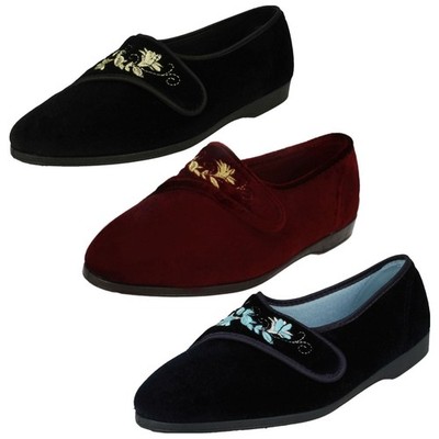 Damen Free-Step Klettverschluss Voll Slipper *KV784*
