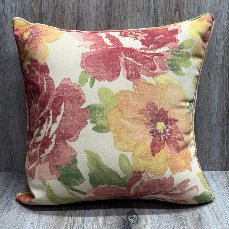 Pillow Perfect Primrose Pillows Muree Floral Outdoor/Indoor Corded 18"x18" - Image 4 of 4