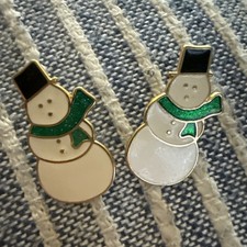 Snowman Enamel Earrings in Hat and Scarf Christmas