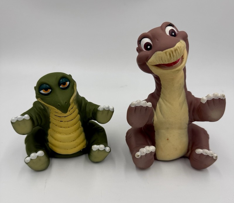 1988 Vintage Land Before Time Pizza Hut Rubber Hand Puppets Lot Of 2 Dinosaurs