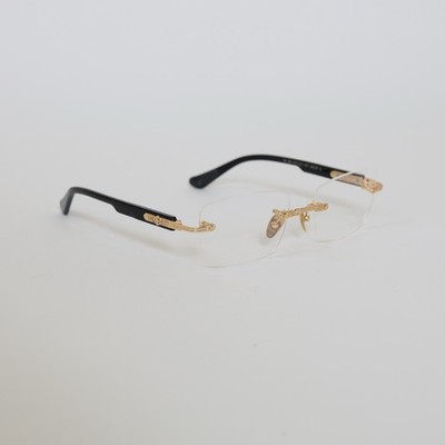 Chrome Hearts Black Glasses Frames w/ Gold 925 Leather Case Included