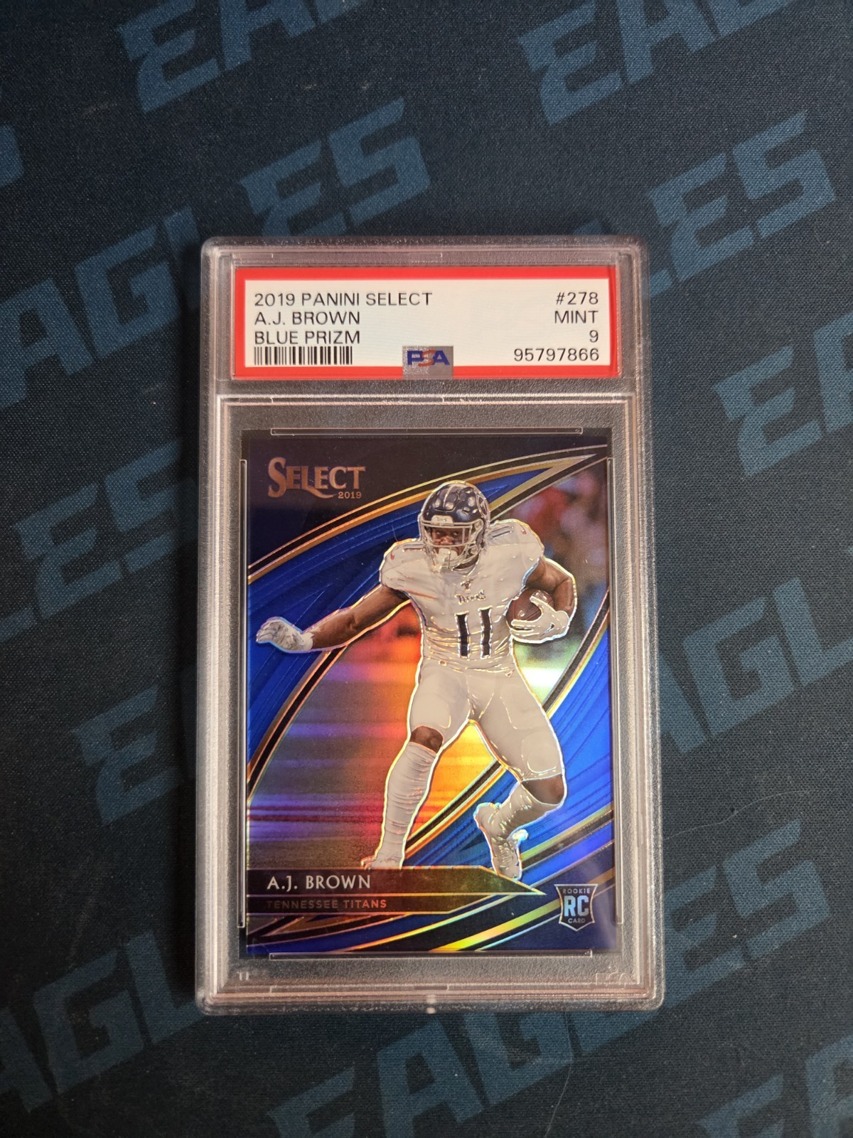 2019 Panini Select AJ Brown Field Level, Blue Prizm /75, PSA 9