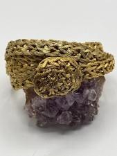 Vintage Woven Boho Greek Copper Brass Metal Wire Adjustable Belt 36  stretches