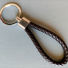 2x Car Keychain Leather Rope Strap Weave Keyring Key Ring Chain Key Black Parts