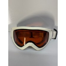 White Ski Snowboard Goggles Amber Tint Lens Adjustable Strap