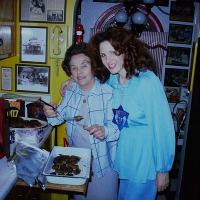 Vintage 126mm Found Photo Slide 1970s Red Head Jewish Woman with Grandma Dinner
