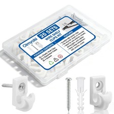 25 Sets Wire Shelf Clips, Down Wall Clips with Screws Anchors - Plastic Heav...