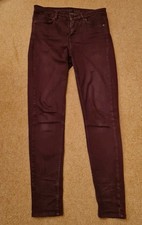 OASIS LADIES "THE STILETTO SKINNY" LILY burgundy denim jeans size 12