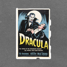 Vintage Dracula Movie Poster Sticker Classic Horror Art, Bela Lugosi, #9022
