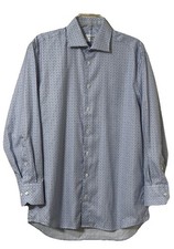 Stenstroms Blue Geometric Dress Shirt Mens 15.5 39 Fitted Stretch Cotton Sweden