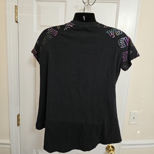 Baby Phat women Y2K black silver logo Short Sleeve Shirt Size 1X Iridescent 90'S - Picture 6 of 11