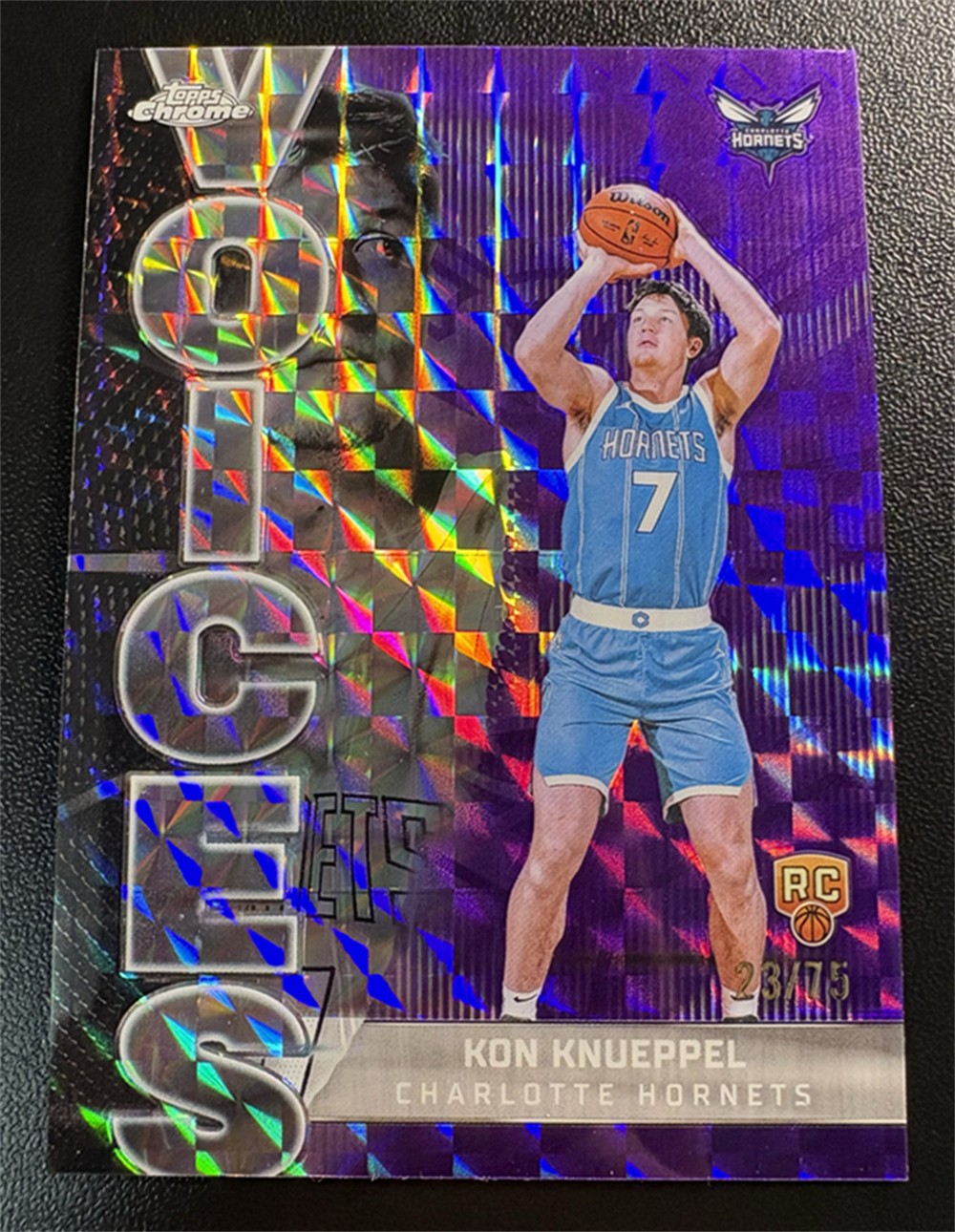 2025-26 Topps Chrome Kon Knueppel Voices Purple Geometric Rookie RC /75